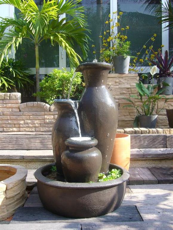 Thiết kế tường nước: Cách làm đài phun nước trang trí sân vườn bằng chậu cây (P2)