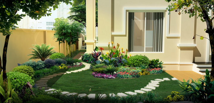 Sân vườn biệt thự hiện đại mới lạ