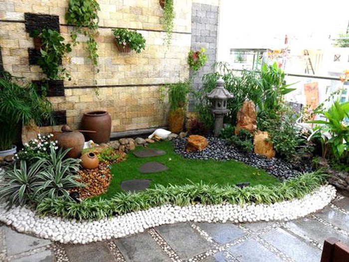 Thiết kế sân vườn đẹp khô